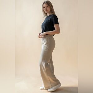 Calvin Klein Washable Wide-Leg Pull-On Beige Linen Pants, L